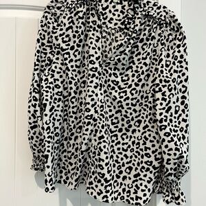 Jade Black and White Animal Print Blouse